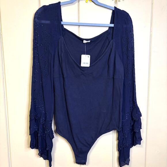 Free People Tops - Free People Intimately Free Enchanted by You Navy bodysuit Large New with tags